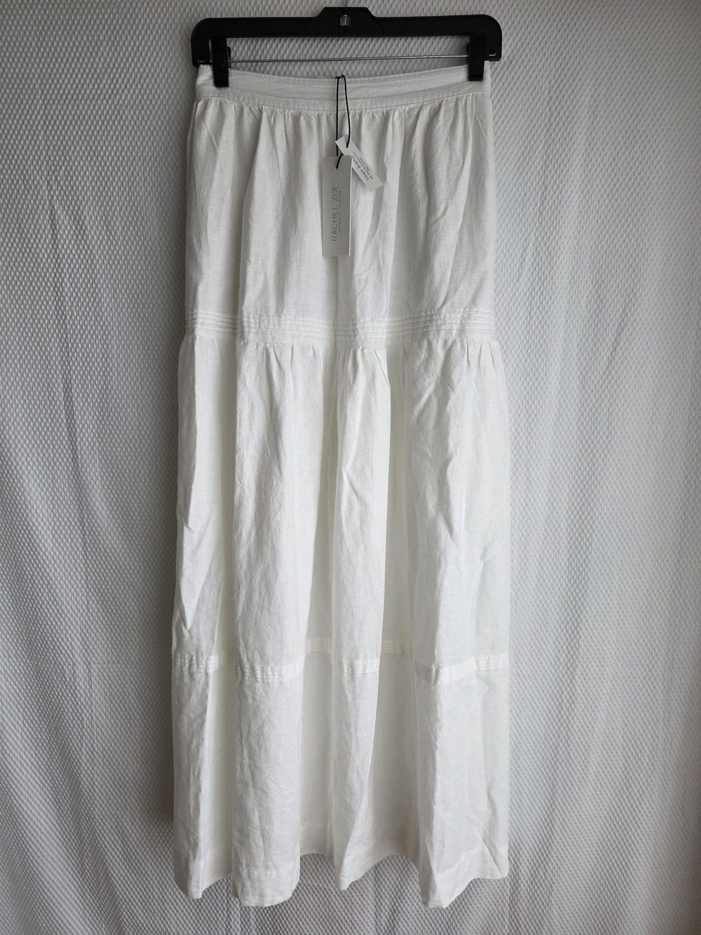 NWT Rachel Zoe White Linen Tiered Maxi Skirt Size XL Boho Coastal